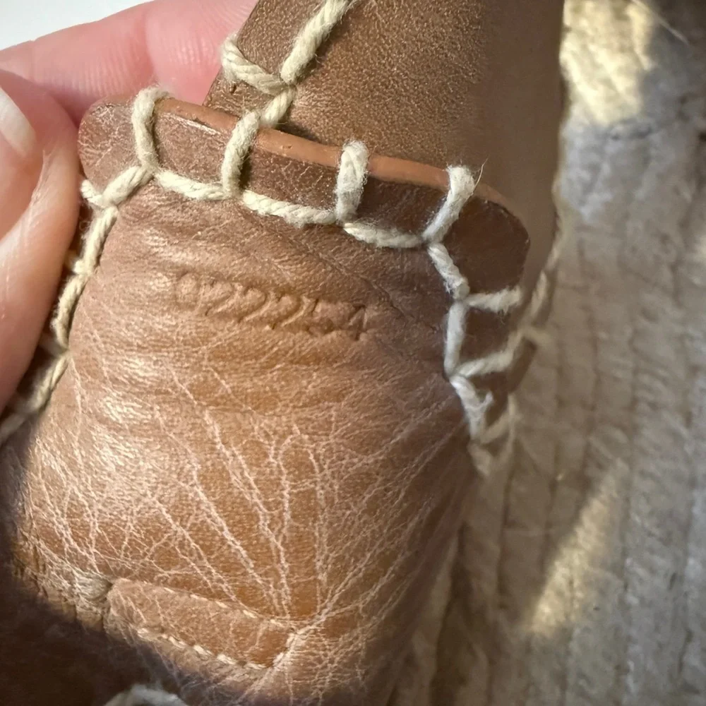 Chloe Lucinda Tan Leather Platform Espadrille Sandals